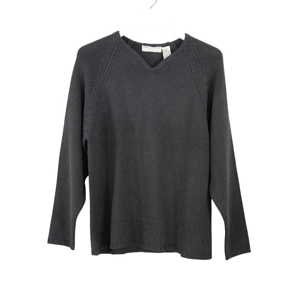 Carolyn Taylor Essentials Gray Pull-over Sweater Stitching Detail sz L NWT